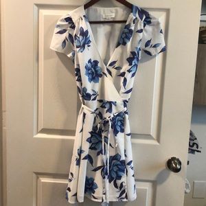 Flowery white and blue dress